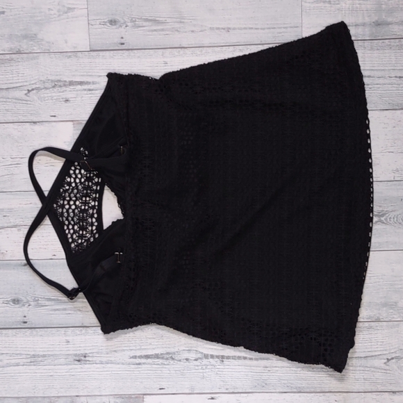 Island Escape Lost At Sea Crochet High-Neck Tankini Black 18W New - Picture 7 of 10